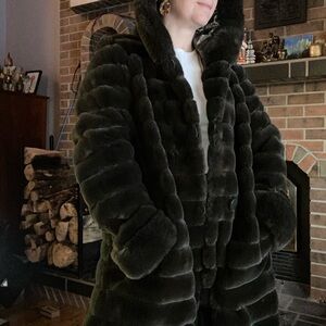 Luxurious Reversible Faux Fur Hooded Coat